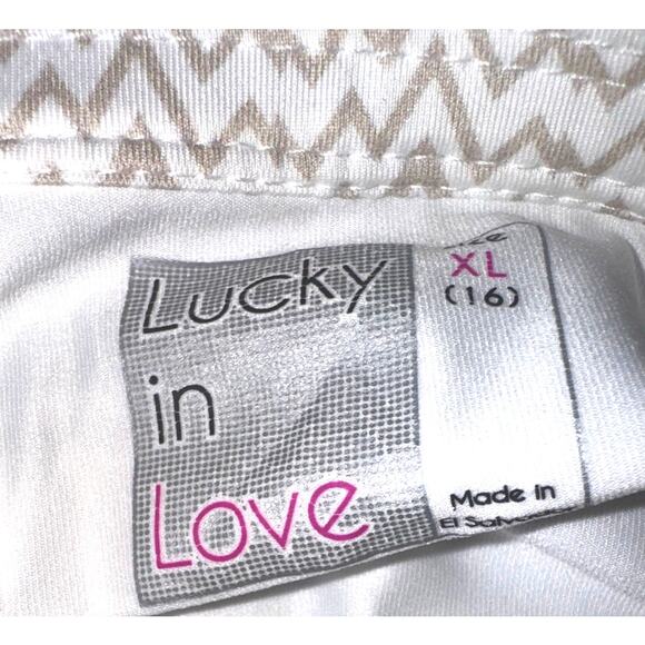 Lucky in Love XL Skort Tan White Pink Chevron Print Tennis Golf Activewear - Picture 4 of 5